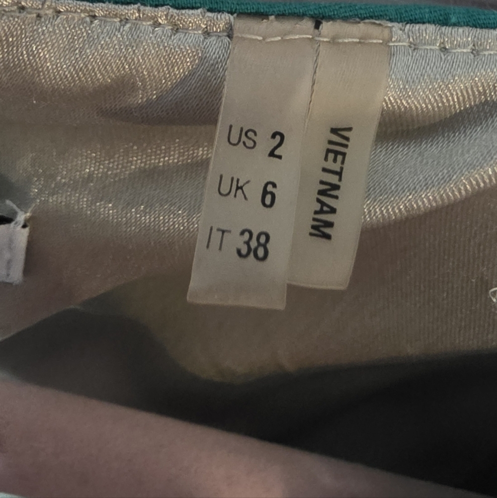 T Tahari Womens Green Gold Lace Midi Dress Sz 2 - Picture 4 of 7